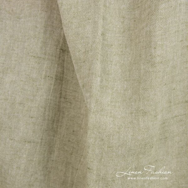 Linen cotton fabric woven from green and white yarns