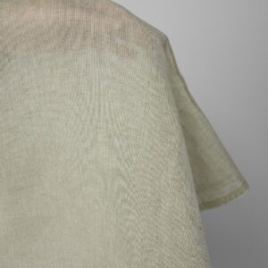 Pellavapuuvillakangas valkoinen ja oliivinvihreä meleeraus