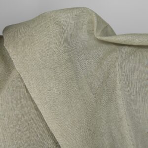 Pellavapuuvillakangas valkoinen ja oliivinvihreä meleeraus