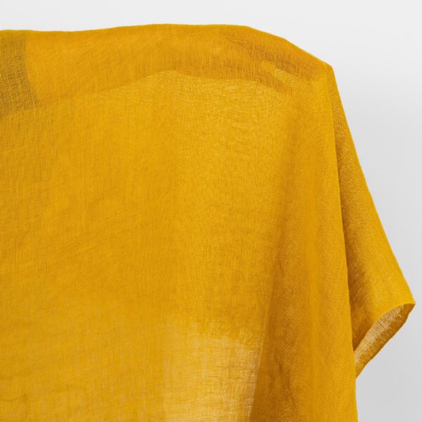 Sheer linen fabric golden ochre, washed, lightweight