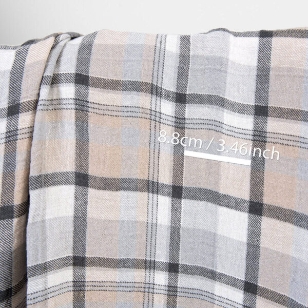 Heavy linen fabric checked light and dark grey ,washed, with measurements