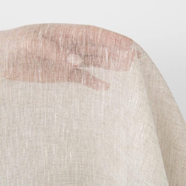 Linen fabric sheer white with undyed linen, beige colour