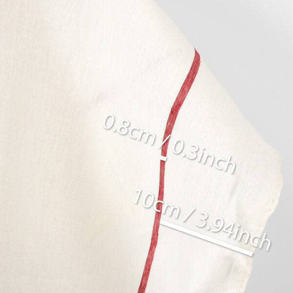 Linen fabric plain off-white with red stripes, heavy fabric