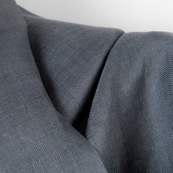 Linen fabric dark grey panama weave, 150cm