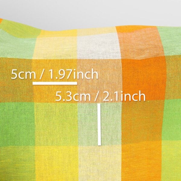 Linen cotton fabric in colourful checks, with measurements
