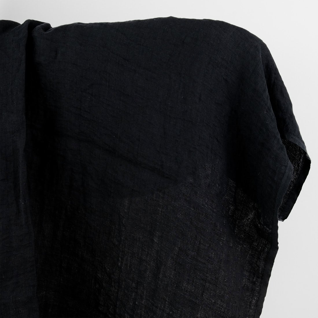 Linen fabric black double-layer, washed