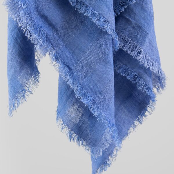 violet-blue linen scarf, check pattern