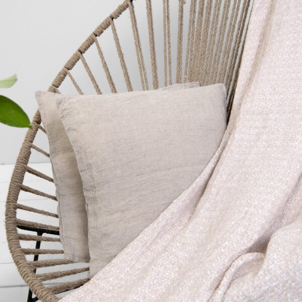 Heavy linen blanket light brown, pure linen