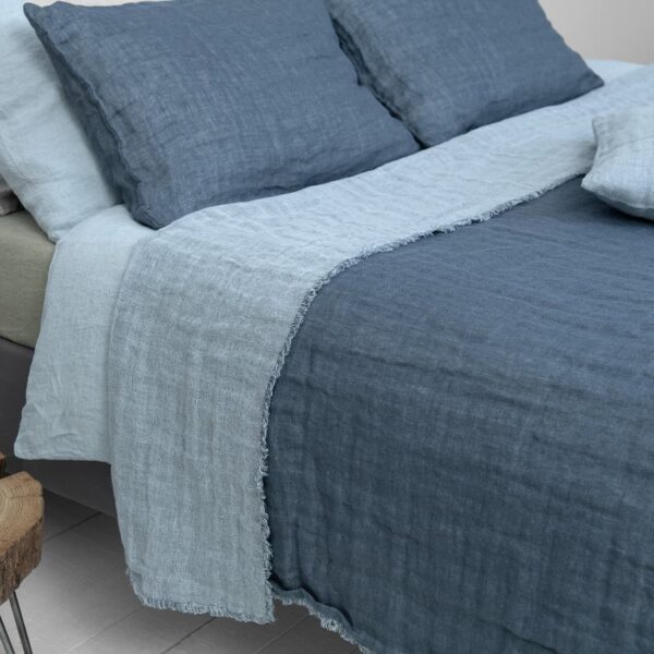 Grey linen bedspread, two colour