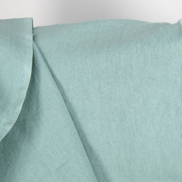 Linen cotton fabric in jadeite colour, washed, plain weave