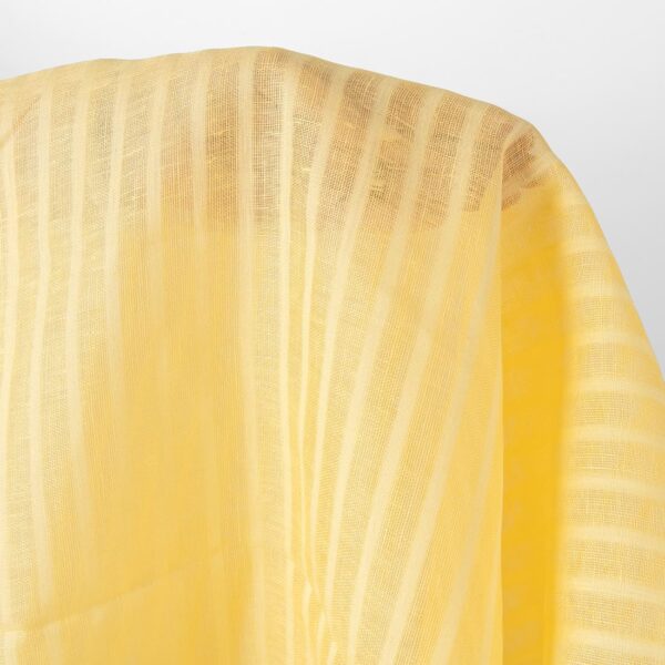 Lightweight linen fabric yellow transparent stripes, pure linen