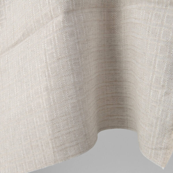 Linen fabric natural and white melange dobby checks, for sewing