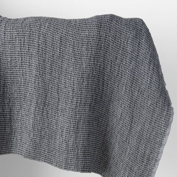 Heavy linen fabric grey waffle, washed