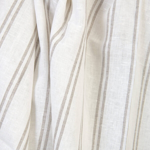 Linen fabric off-white with natural stripes, 150cm width