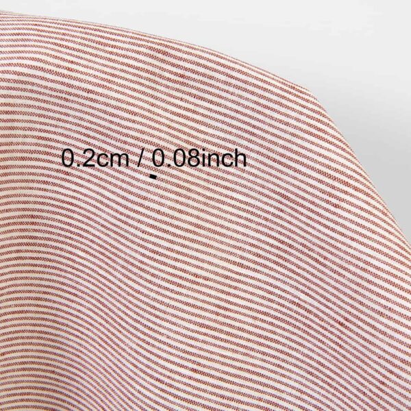 Linen cotton fabric small white and red stripes, with measurements