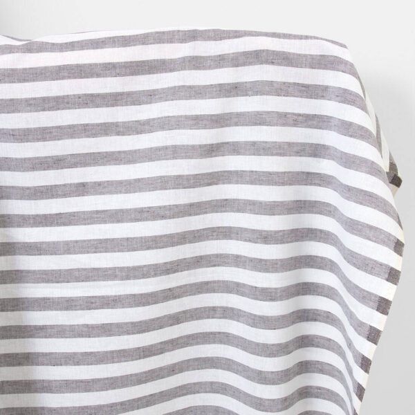 Linen cotton fabric white and brown stripes